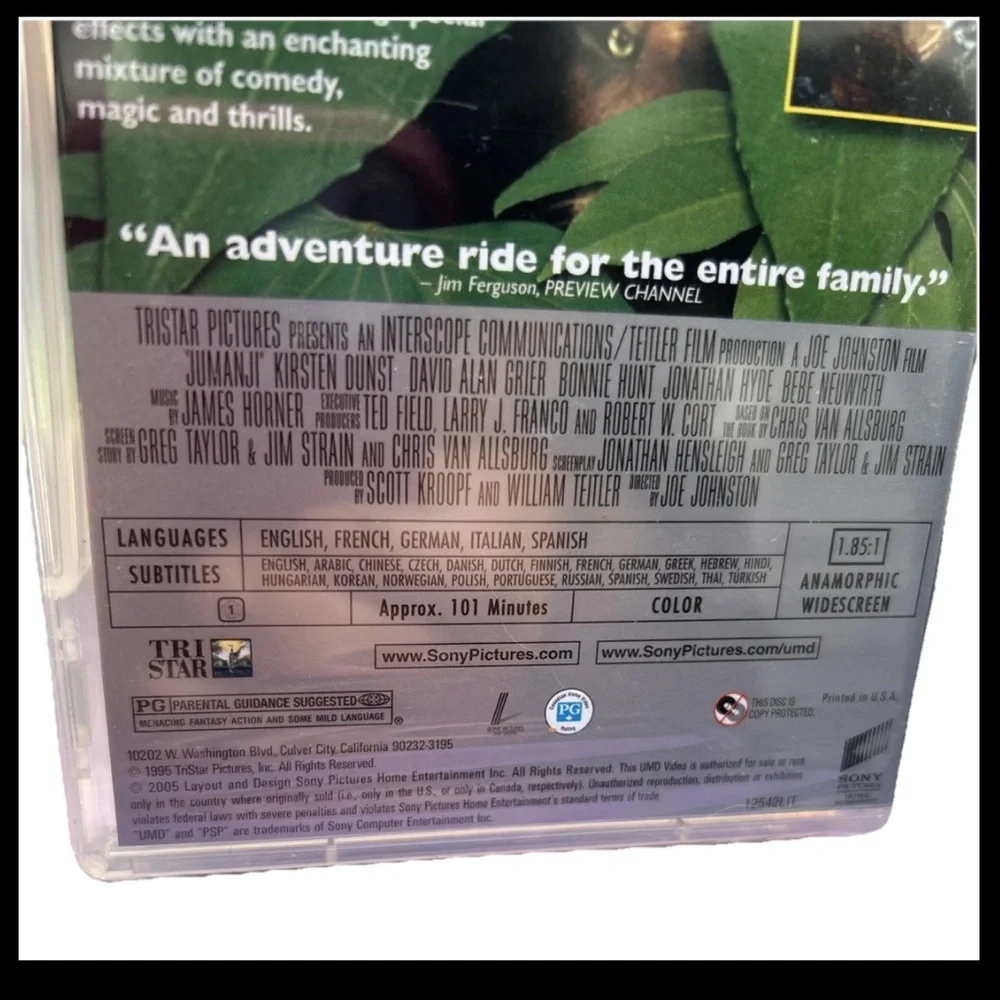 Jumanji UMD Video Movie 2005 Sony PSP, Robin Williams, 1995 PlayStation Portable - Picture 2 of 4